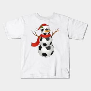 Soccer Santa Hat Snowman Christmas Lights Funny Xmas Squad Kids T-Shirt